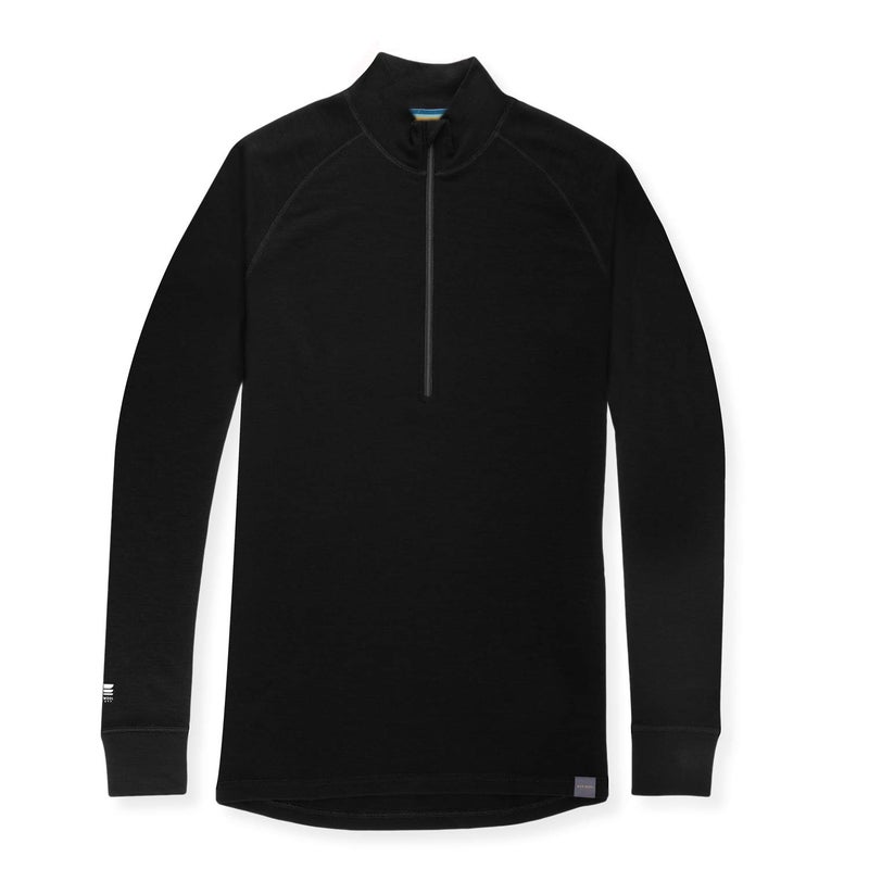 MERIWOOL Mens Base Layer 100% Merino Wool Midweight 250g Half Zip Sweater for Men Black - Image 3